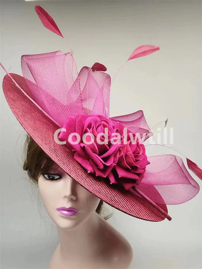 Big Flower Fascinators Hat Headpiece Women Kentucky Church Millinery Cap Ladies