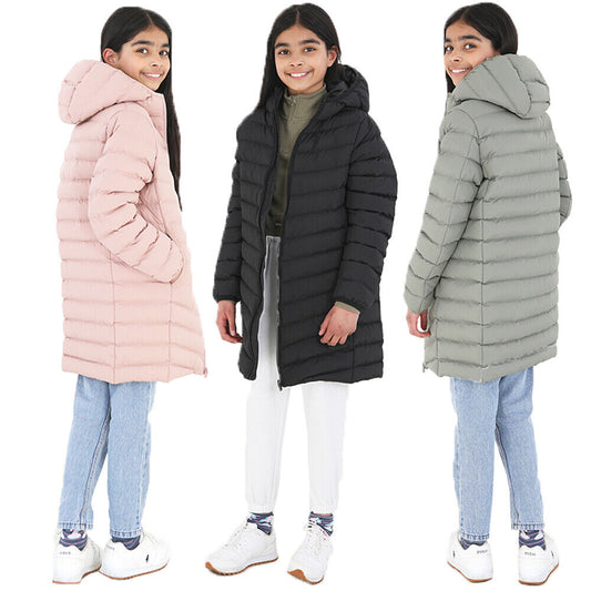 Kids Girls GRANT Long Padded Hooded Jacket