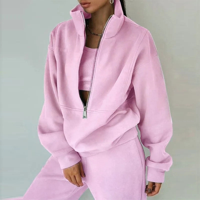 Women's Two-piece Sweater Fleece Sports Tracksuit