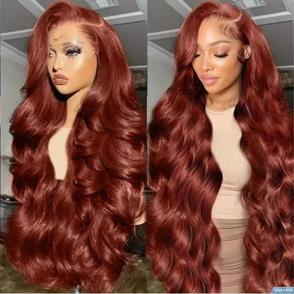 HD 13x4 Reddish Brown Lace Front Colored Glueless Human Hair Wigs Brazilian