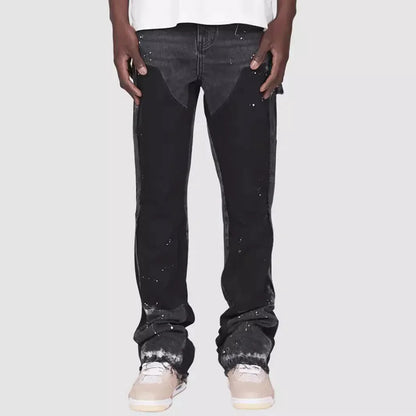 Men's Fashion Jeans Work Pants, European and American Fashion Workwear Elastic