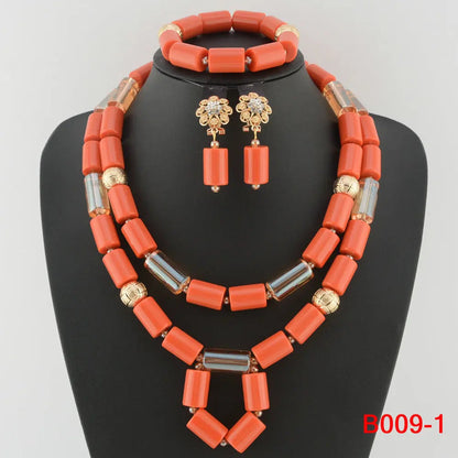 Traditional Nigerian Wedding Artificial Coral Beads Bridal Jewelry Sets African