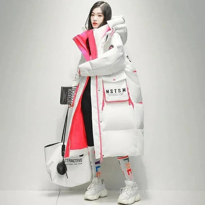 Women's Glossy Waterproof Thick Loose Outerwear Warm Parka Snow Down Jacket