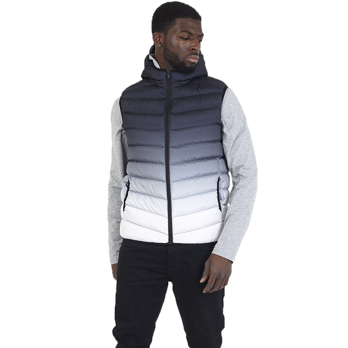 Mens BlackBurn Padded Hooded Gilet with Gradient Contrast