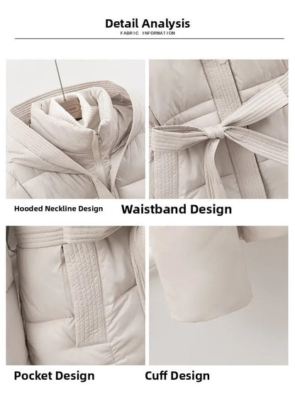 Women's Padded Cotton Thick Winter Coat with Hoodie