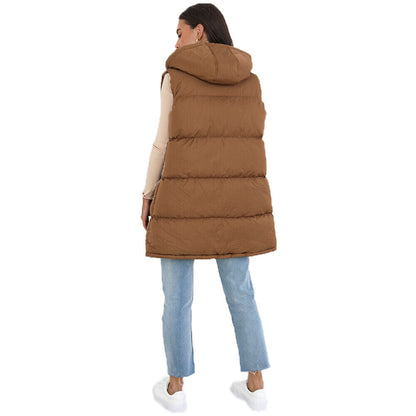 Womens CELLOLGIL Sleeveless Padded Hooded Longline Gilet