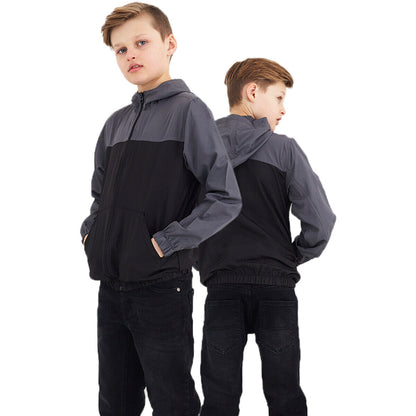 Kids Boys Ashblock Lightweight Windrunner Hooded Jacket