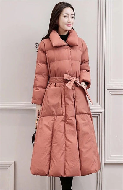 Women's Single Breasted Long Down Winter Jackets