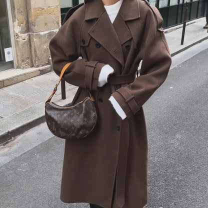 Women's Winter Double Breasted Long Sleeve Lapel Blends Jacket