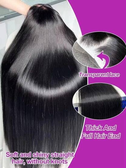 Brazilian 30 40 Inch 13x6 Transparent Lace Frontal Wig Human Hair 250% Density