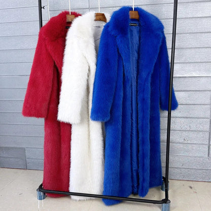 Women's Fashionable Long Fur Coat for Winter