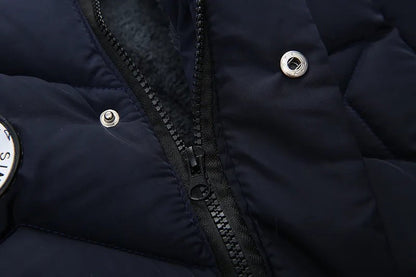 2-8 Years Winter Boys Jacket Thick Keep Warm Lining Plush Detachable Hat Hooded