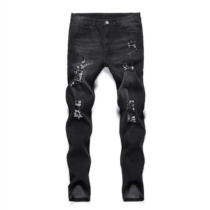 2025 New Fashion Street Style Ripped Skinny Jeans Men Vintage wash Solid Denim