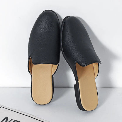 Men Half Breathable Leather Mules