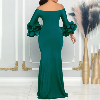 Elegant Sexy Side Slit Long Dress For Women Independent Stand Trade Clothing