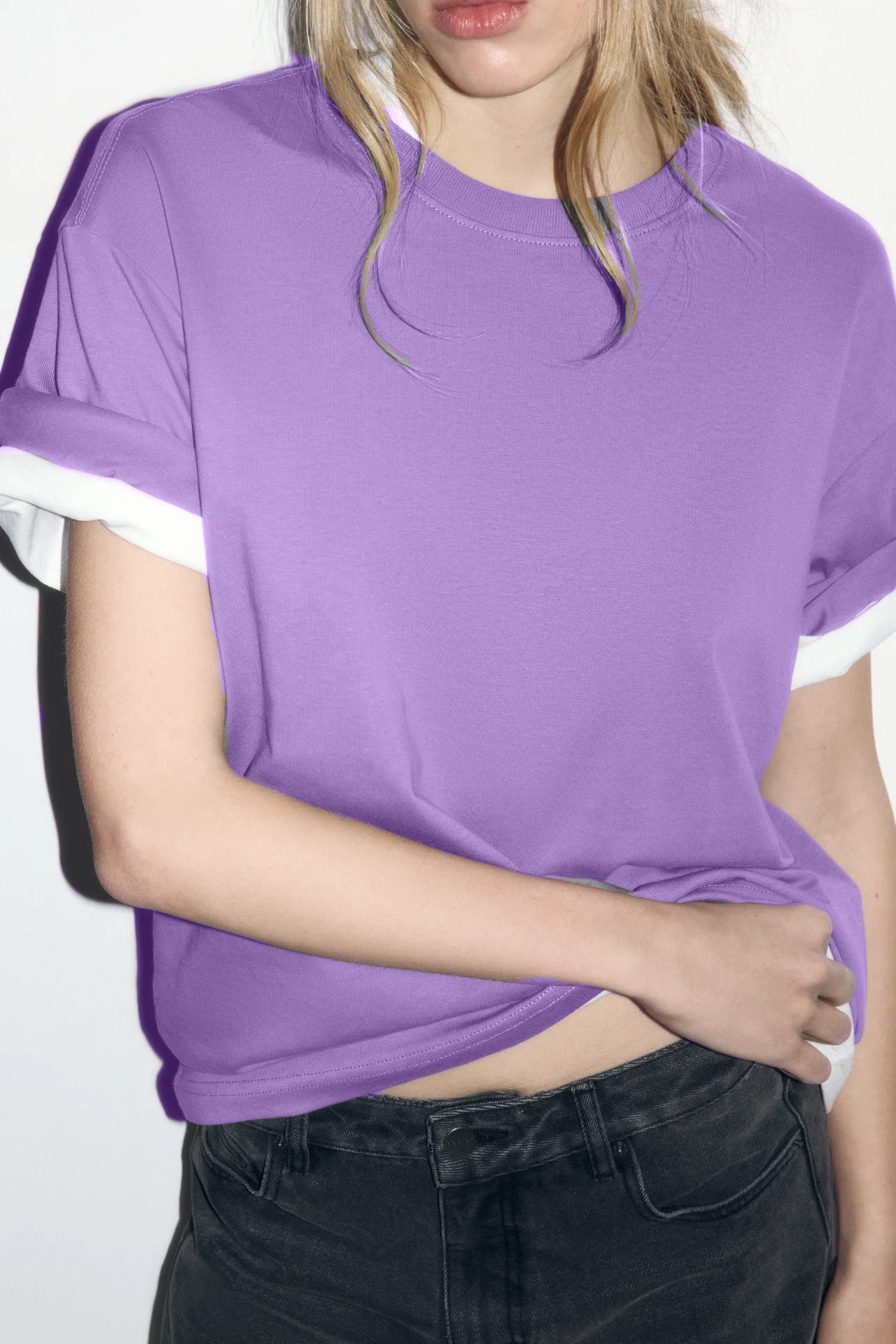 Arrival Cotton Crew-Neck Solid-Color Versatile T-Shirt