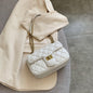 One-shoulder diamond chain crossbody all-match small square bag