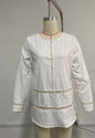 Versatile Women's Round-neck Semi-sheer Hollow-out Long-sleeve Shirt