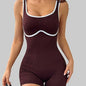 Elastic Contrast Color Yoga Jumpsuit – Seamless Tight-Fit Activewear for Women