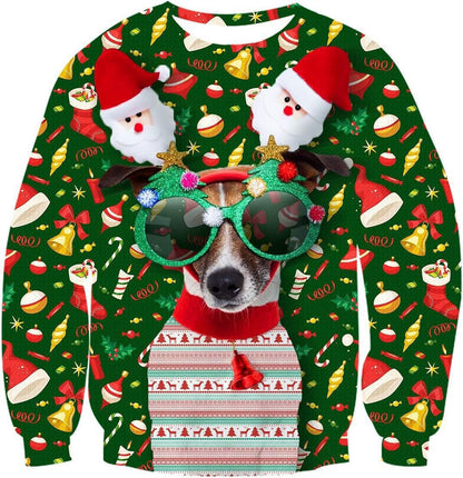 Crewneck Hoodie Sweatshirt With 3D Printed Graphic And Long Sleeves