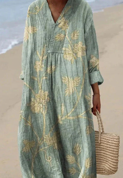 Casual Floral 3D Printed Sleeve Shirt Dress