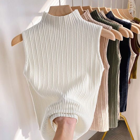 Women's Korean-style Half Turtleneck Knitted Inner Match Vest