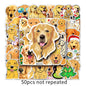 50 Sheets Waterproof Golden Retriever Graffiti Personalized Cartoon Animal DIY Stickers