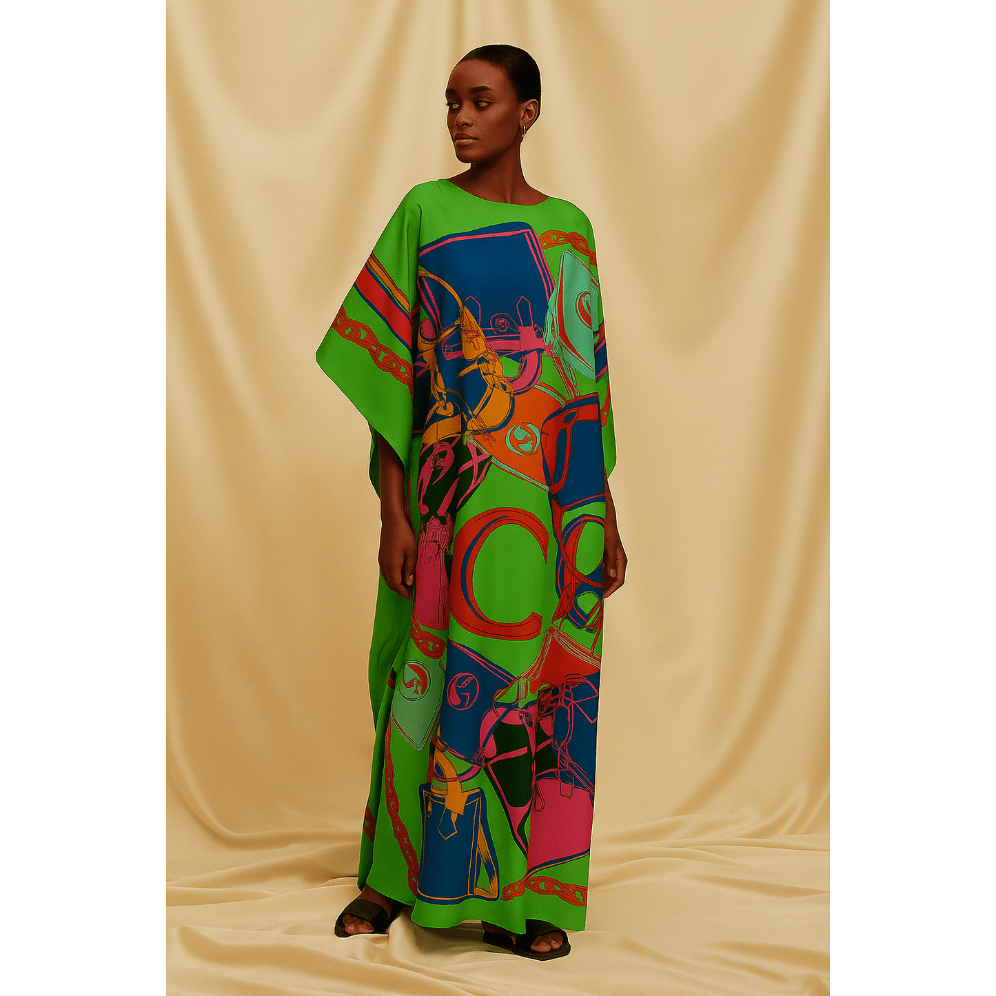 CAIRO Green  Luxe Silk Caftan