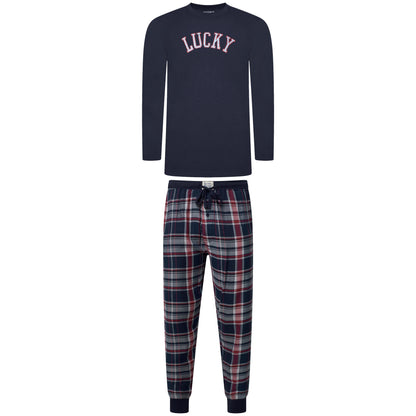 Lucky Brand Crew Neck & Closed Hem Flannel Pant Pyjama Set