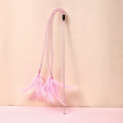 Cat Toy Teaser Plush Feather Bell Teaser Relieving Boredom Self-Hi Pet
