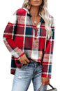 Women's Top V-neck Buttons Long-sleeved Sweater Shirt