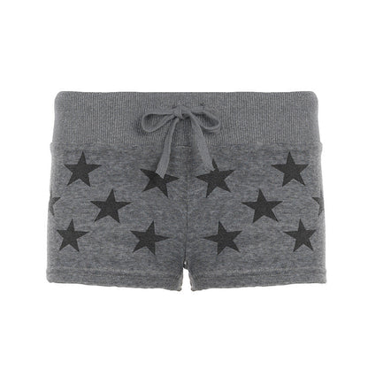 American-style Streetwear Star-print Low-rise Lace-up Casual Shorts