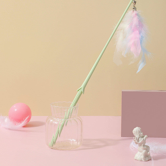 Cat Toy Teaser Plush Feather Bell Teaser Relieving Boredom Self-Hi Pet