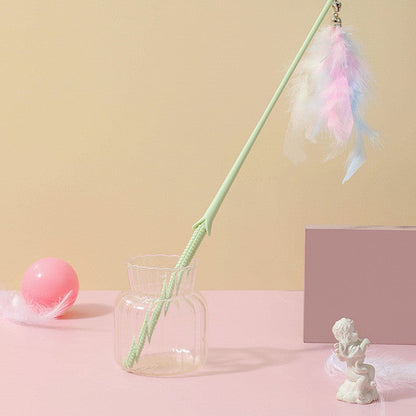 Cat Toy Teaser Plush Feather Bell Teaser Relieving Boredom Self-Hi Pet