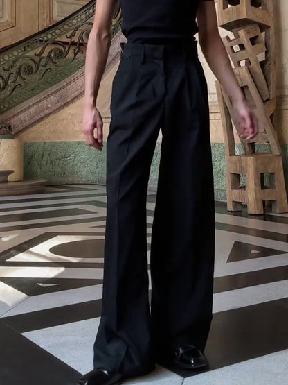 High-waisted Casual Wide-leg Pants