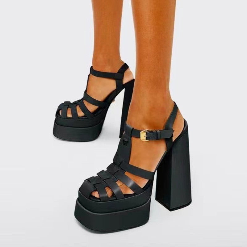 Summer Thick Heels High Heels Fish Mouth Europe And The United States