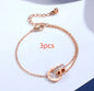 Luxury Diamond Zircon Roman Numeral Titanium Steel Bracelet for Women - Rose Gold