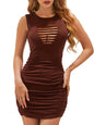 Bodycon Ruched Party Club Sleepveless Cropped Date Night Tank Short Dress
