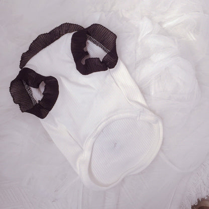 Pet Dog Clothes Bow Black And White Vest