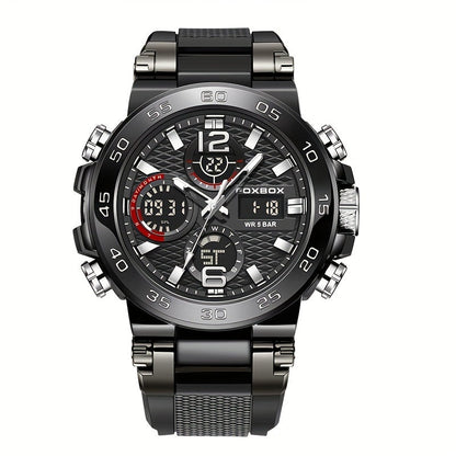 Men's Dual Display Digital Military Quartz Watch Featuring an Alarm Clock, Chronograph, And Multifunctional Luminous Capabilities