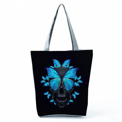Portable Large Capacity Skull Printed Handbag