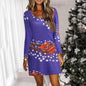 Round Neck Long Sleeve Sexy Slim Fit Buttock Dress Christmas