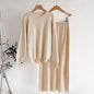 Women's Wear AutumnWinter Solid Color Simple Long-Sleeve Fashionable Casual Knitted Set