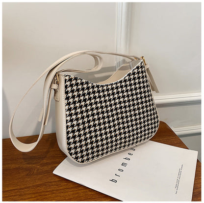 Fashion Leather Women's Check Crossbody Bag