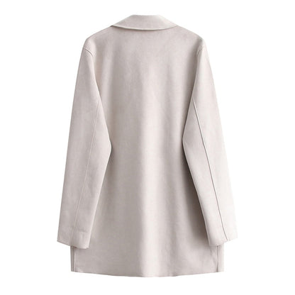 Women's Fashionable Suede Mid-length Trench Coat