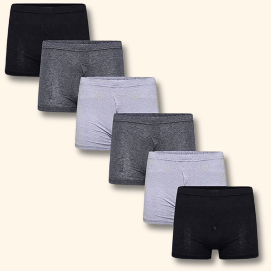 6 Pack Cotton Rich Boxer Shorts for Men Activewear Classic Breathable Trunk Style Menswear Underwear Comfortable Waistband Stretch Black Grey MB07 by Sock Stack
