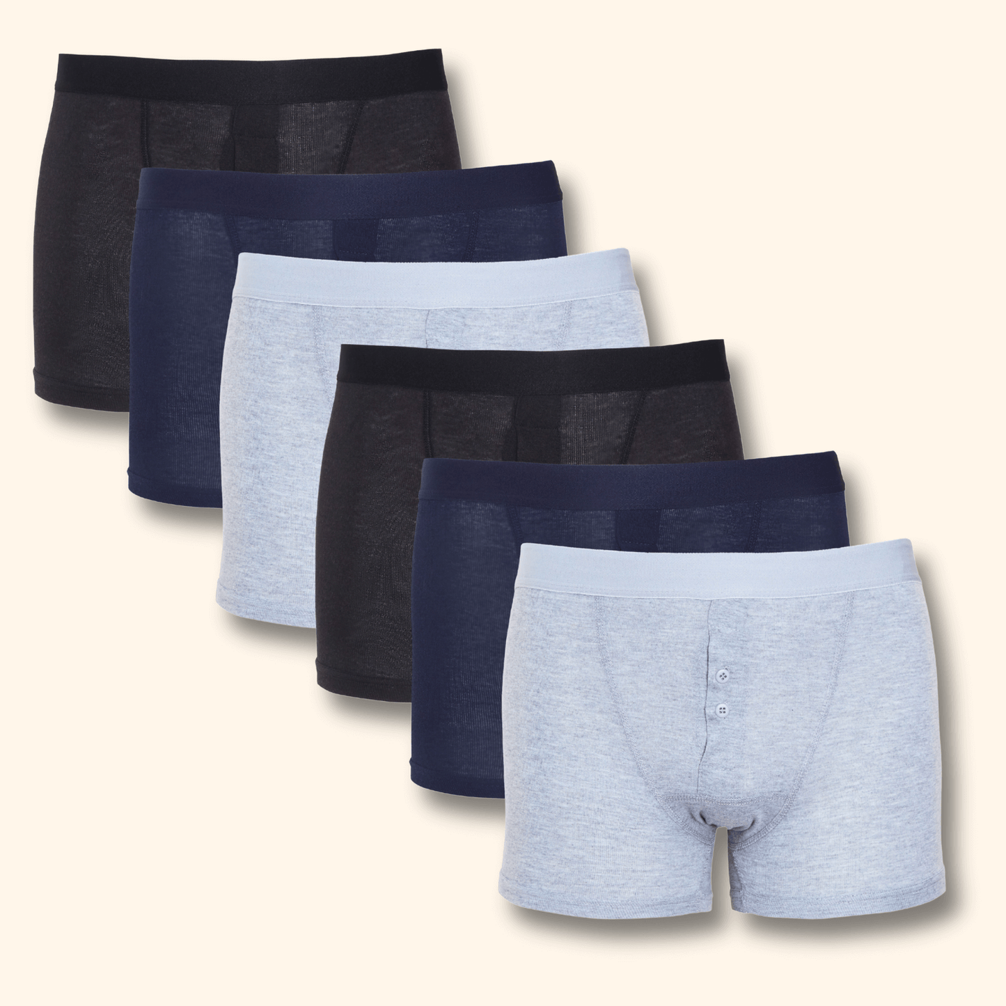 6 Pack Cotton Stretch Boxer Shorts Menswear Classic Activewear Breathable Underwear Soft and Durable Boxershorts for Men Black Navy Grey MB09 by Sock Stack