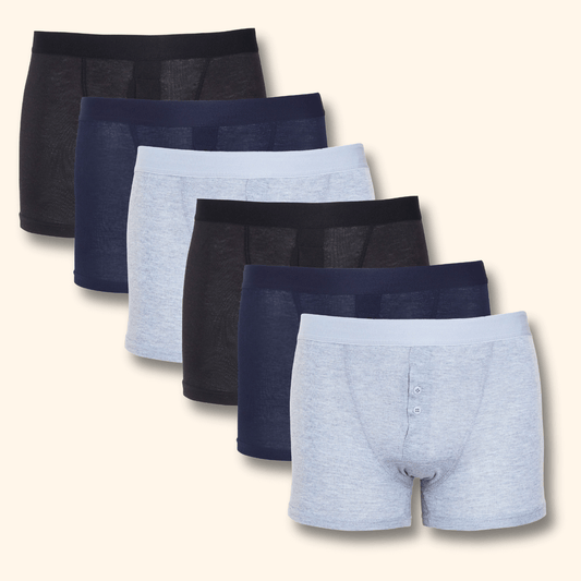6 Pack Cotton Stretch Boxer Shorts Menswear Classic Activewear Breathable Underwear Soft and Durable Boxershorts for Men Black Navy Grey MB09 by Sock Stack