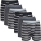 6 Pack Striped Black Grey Cotton Stretch Boxer Shorts Menswear Classic Activewear Breathable Soft and Durable Underwear for Men by Sock Stack