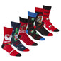6 Pairs Men's Christmas Socks Collection Novelty Festive Designs Cotton Rich Santa Rudolph Beer Xmas Pudding Comfortable Holiday Socks by Sock Stack UK 6-11 EUR 39-45